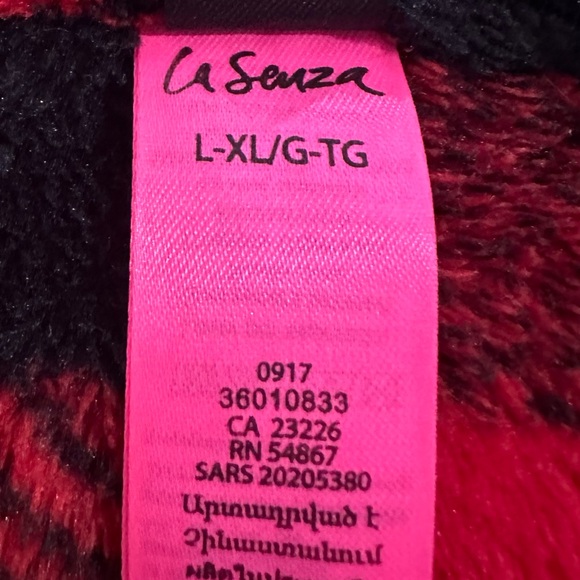 La Senza Buffalo Plaid Red And Black Plush Robe Size L/XL - Picture 7 of 10
